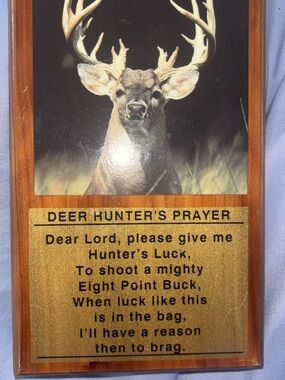 Deer Hunter's Prayer Wall Plaque - Brown, Gold